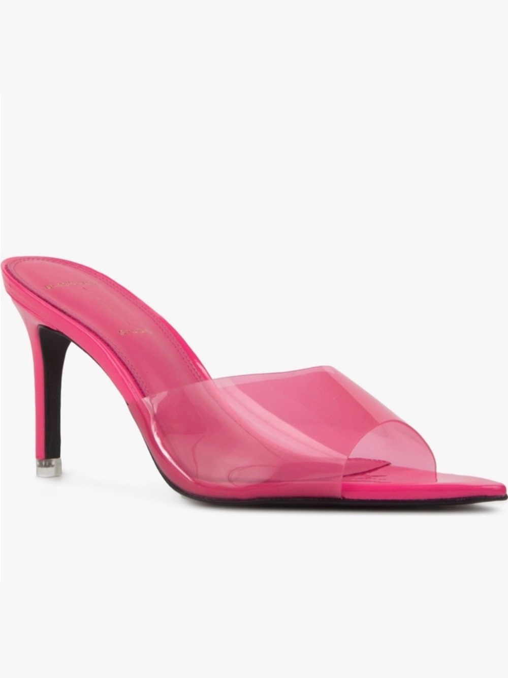 Black Suede Studio Pink Sandals PVC Patent Heeled Open Toe 7 Cocktail Summer 🟡